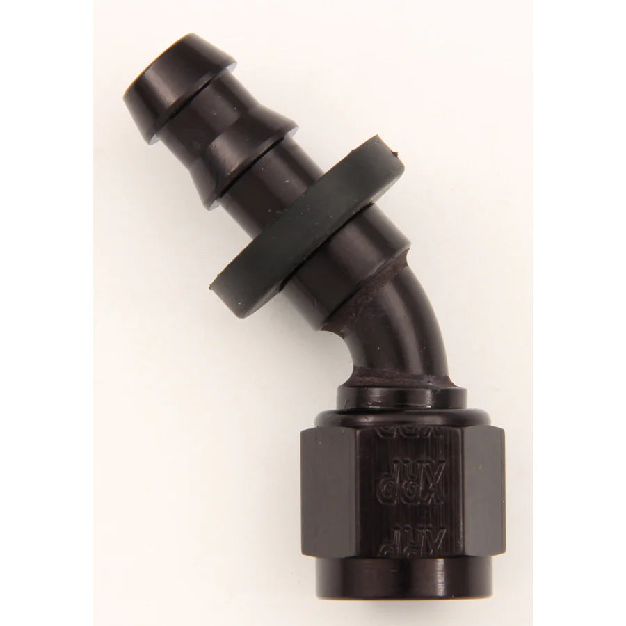 #8 45 Deg Push-On Hose End Black