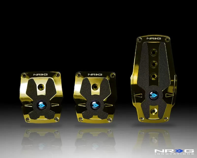 NRG Aluminum Sport Pedal M/T - Chrome Gold w/Black Rubber Inserts