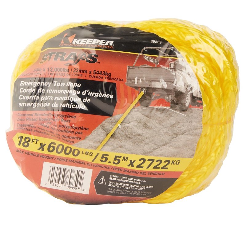 BIN DISPLAY 18FT X 7/8IN TOW ROPE 6000 LBS. MAX VEHICLE WT. (12000 LBS. ROPE C