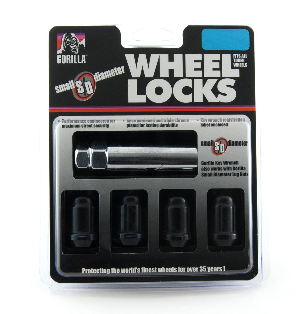 12MM X 1.25 4 LUG KIT SMALL DIAMETER BLACK CHROME (LUGS & KEY)