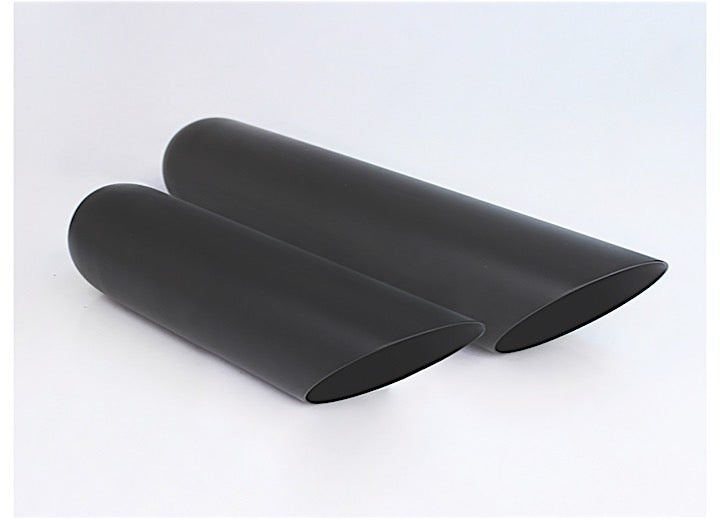 BLACK POWDER COATED ROLLED SLANT BLK EXHAUST TIP 2.25IN ID / 3.50IN OD