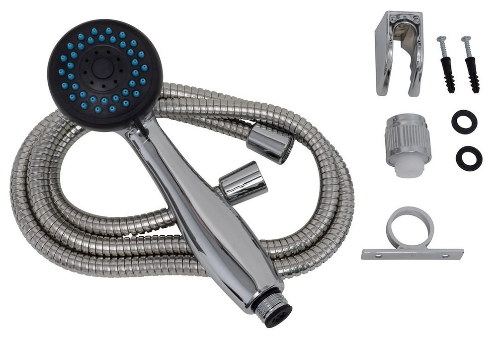 SHOWER HEAD KIT 3 FUNCTION HANDHELD FLOW CTRL 60IN SS HOSE CHROME