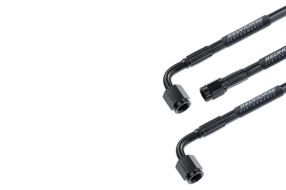 STRAIGHT 3 TO 90 DEGREE 3 20IN PRE ASSEMBLED BRAKE LINE BLACK