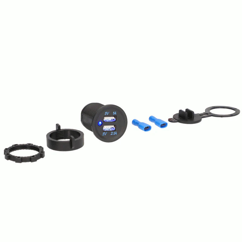 DUAL USB WATER RESISTANT W/COVER - RETAIL PACK
