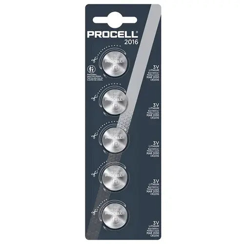 PROCELL CR2016 LITHIUM BATTERIES TEAR STRIP OF 5
