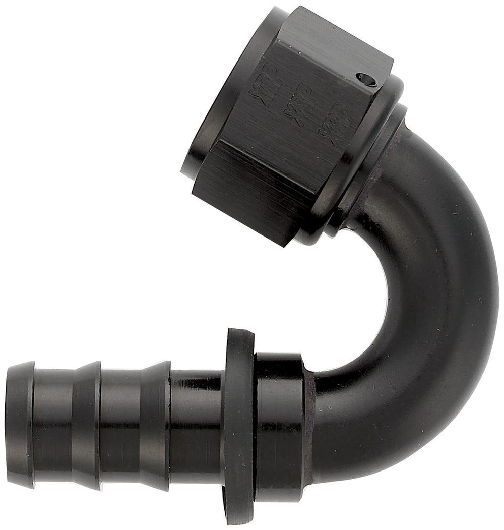 #6 150 Deg Push-On Hose End Black