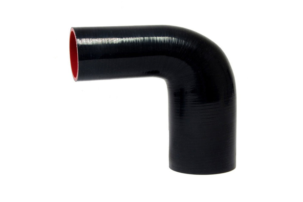 HPS Performance 1-1/8 - 1.25 ID High Temp 4-ply Reinforced Silicone 90 Degree Elbow Reducer Hose Black (28mm - 32mm ID)
