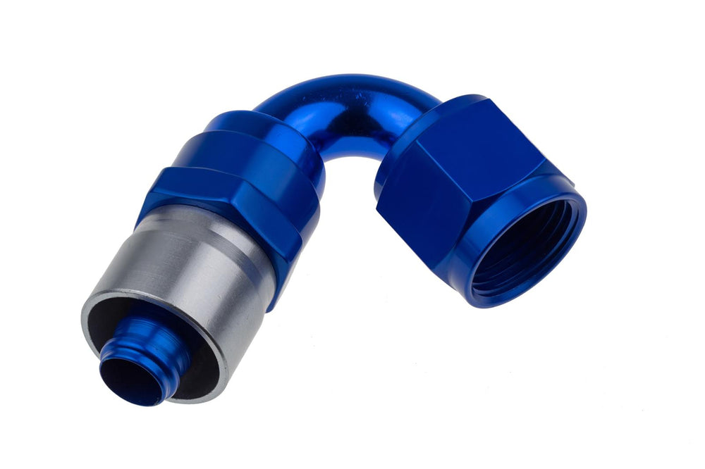 08 AN 120 DEGREE CRIMP STYLE HOSE END BLUE