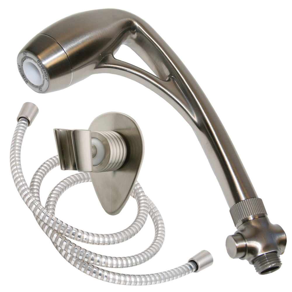 BODYSPA RV BRUSHED NICKEL 1.8 GPM KIT W/60 INCH HOSE WALL MOUNT SMARTPAUSE VALVE & PLUMBERS TAPE