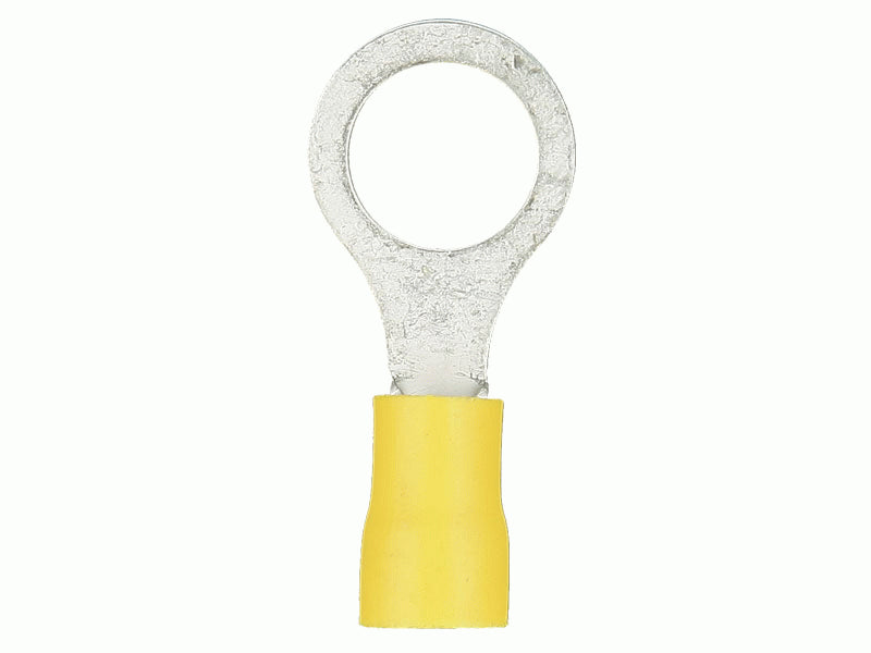 YELLOW VINYL RING TERMINAL 4 GAUGE 1/2 INCH PACKAGE OF 25