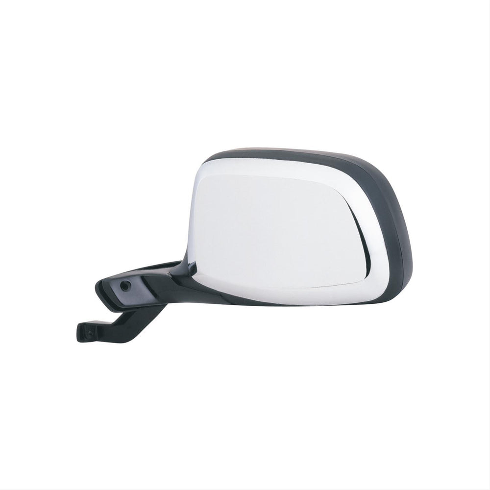 9296 FORD BRONCO/F150F350 LH MANUAL FOLDAWAY OE MIRROR BLACK W/CHROME COVER PADDLE DESIGN