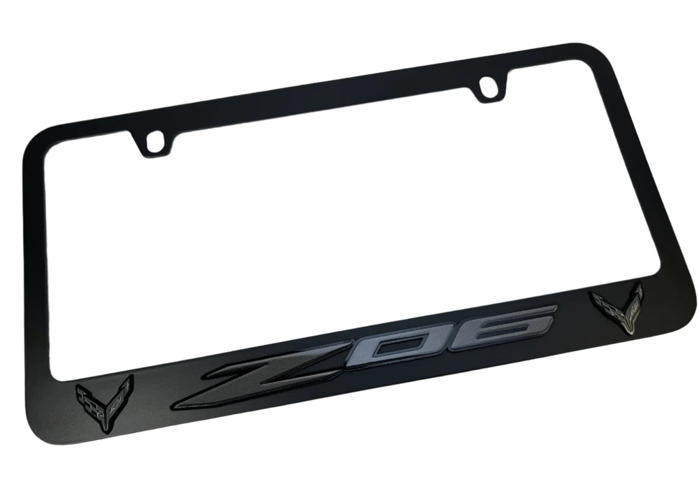 2023 CORVETTE C8 LOGOS WITH Z06 LOGO BLACK (INC 73012B) BLACK LICENSE PLATE FR
