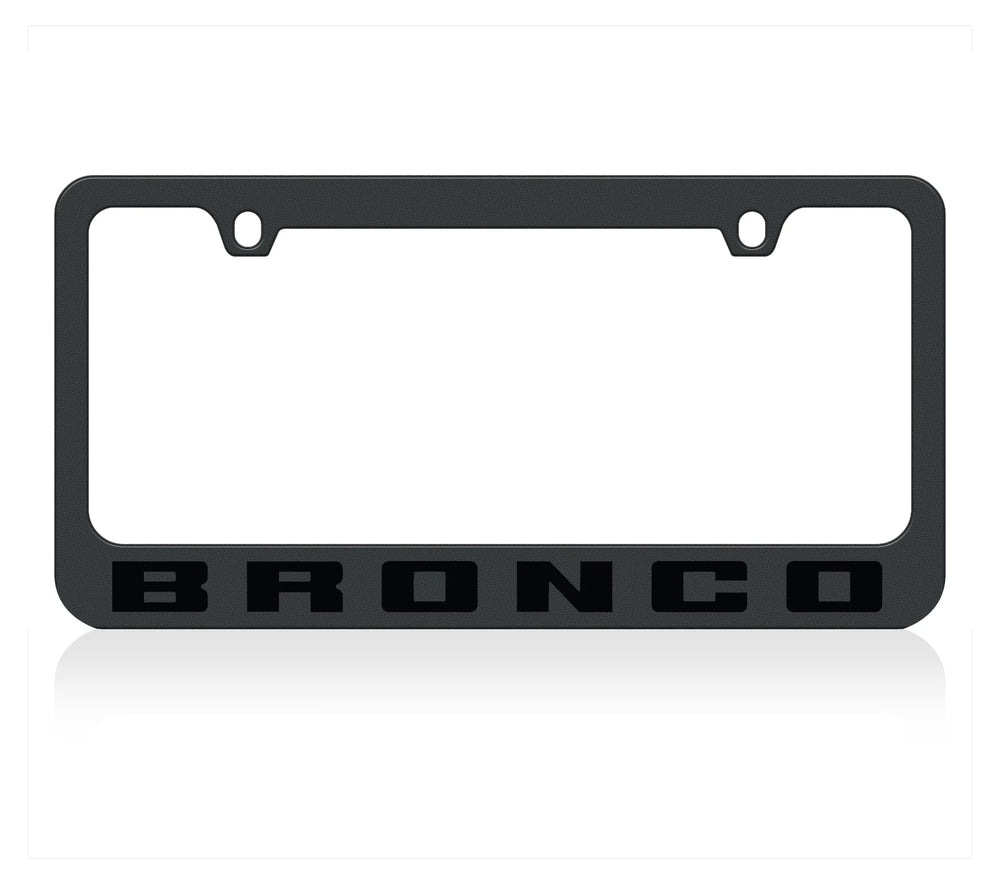 BLACK LICENSE PLATE FRAMEBRONCO WORDMIRROR