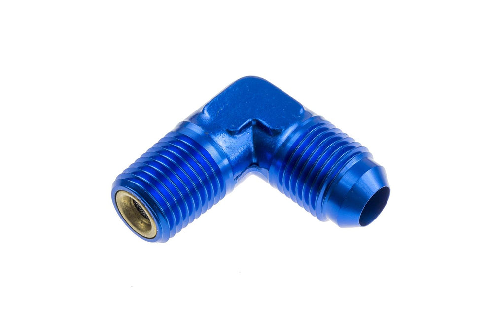 06 AN MALE TO 1/4 NPT WITH NITROUS SCREEN90 DEGBLUE
