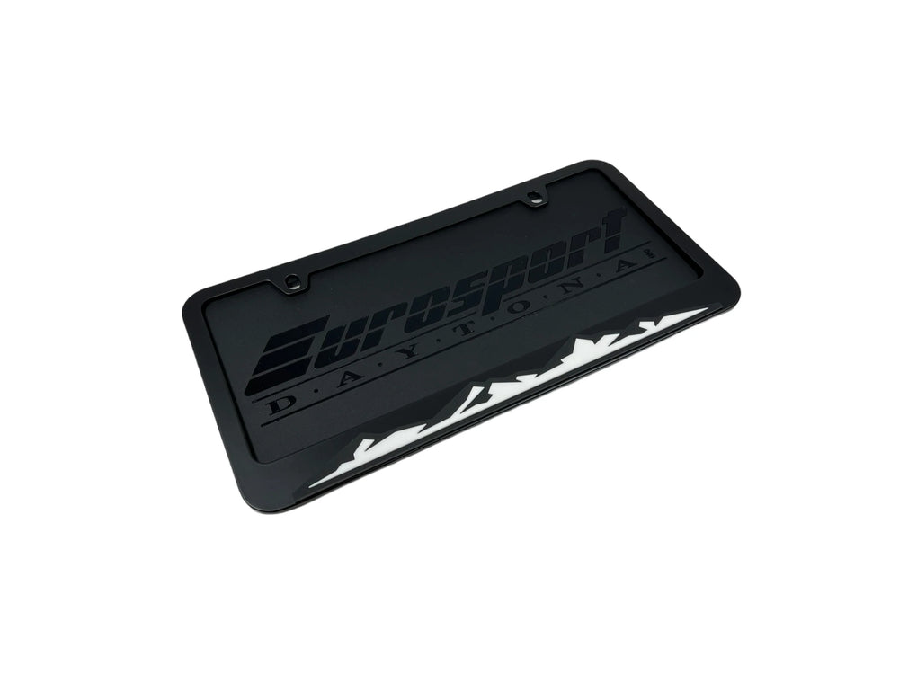 MOUNTAIN RANGE LICENSE PLATE FRAME (BLACK OPAQUE/MATTE BLACK FILL) BLACK DC FRAM