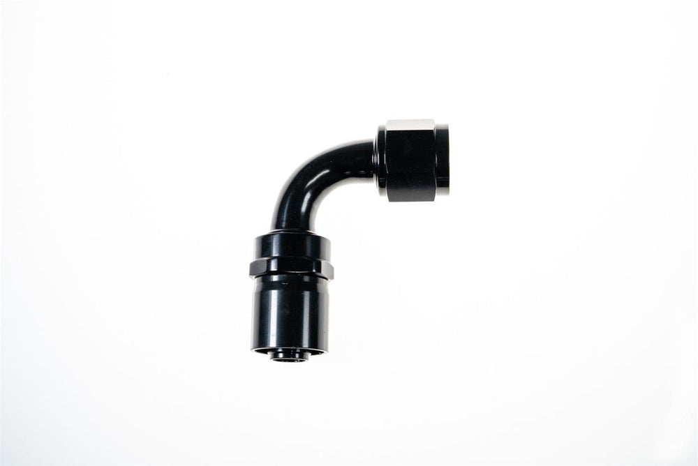 12 AN 90 DEGREE CRIMP STYLE HOSE END W/ BLACK COLLAR BLACK