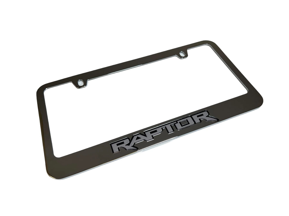 RAPTOR BADGE CHROME LICENSE PLATE FRAME