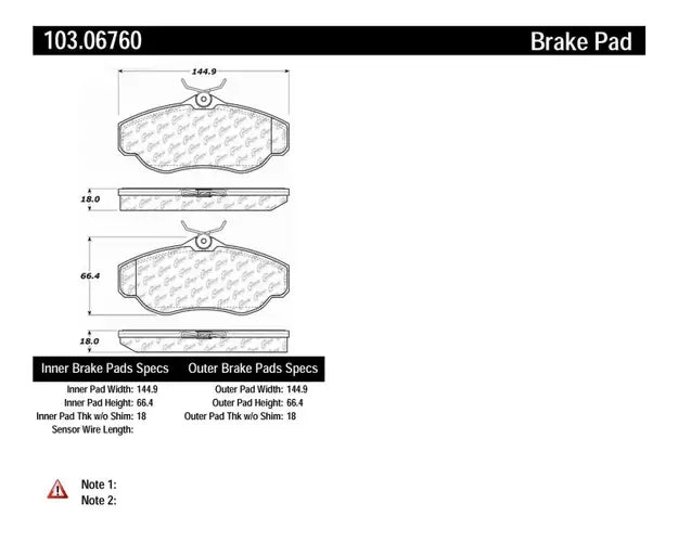 Centric C-TEK Ceramic Brake Pads w/Shims - Front