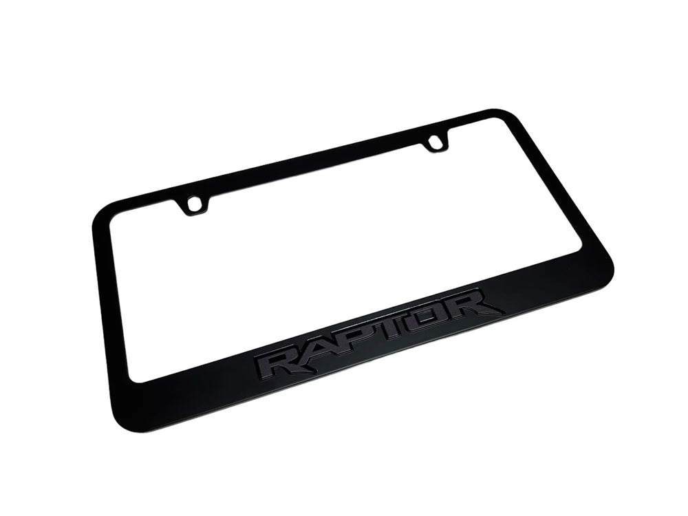RAPTOR BADGE MONOCHROMATIC BLACK LICENSE PLATE FRAME
