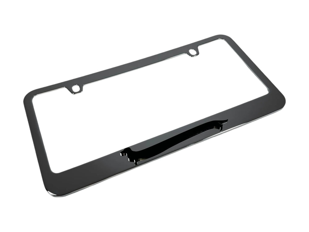 BLACK DACHSHUND ON CHROME LICENSE PLATE FRAME CHROME DC FRAME