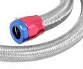 Spectre Stainless Steel Flex Fuel Line 3/8in. ID - 3ft. w/Clamps Red/Blue