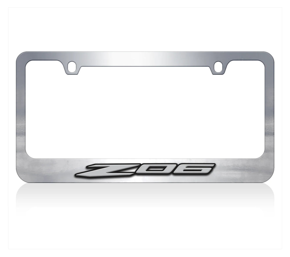 1419 CORVETTE C7 Z06 LOGO (INC 73012B) BLACK LICENSE PLATE FRAME