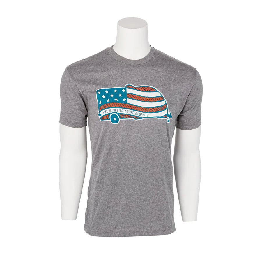 LIBATC SHIRT ATHLETIC GRAY AMERICAN FLAG CAMPER S