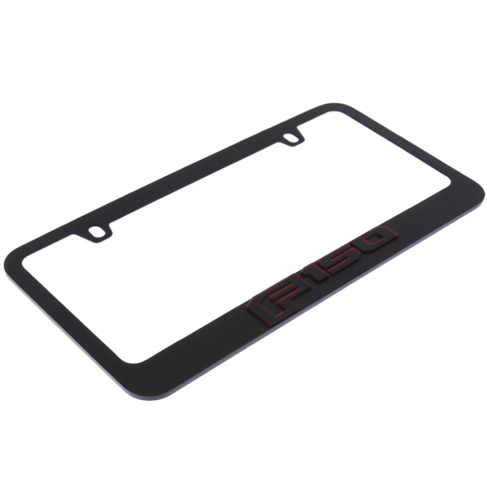 BLACK LICENSE PLATE FRAME2015 FORD F150 W/O BLACK WORD WITH RED OUTLINE