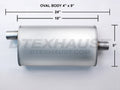 4IN * 9IN * 18IN OFFSET 2 1/4IN / CENTER 2.00IN FLOW III MUFFLER ID / OD