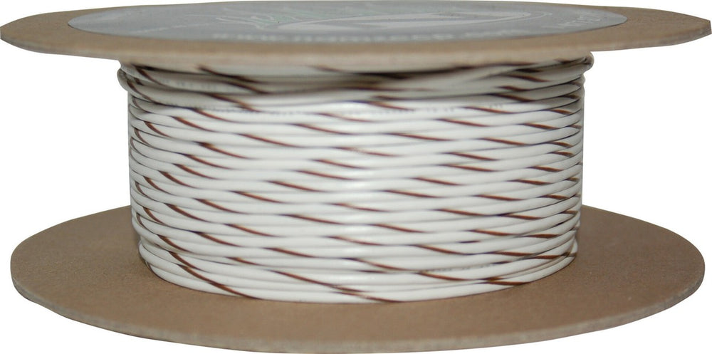 NAMZ OEM Color Primary Wire 100ft. Spool 18g - White/Brown Stripe