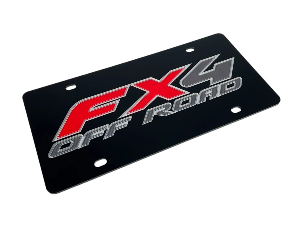 SILVER FX4 OFFROAD LOGO ON BLACK LAZERTAG SERIES LICENSE PLATE FORD F150 201