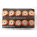 NRG Fender Washer Kit w/Rivets For Metal (Orange) - Set of 10