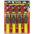 15FT X 1IN PADDED RATCHET 500 LBS. WLL (1500 LBS. BREAK STRENGTH) 4 PACK