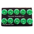 NRG Fender Washer Kit w/Color Matched M6 Bolt Rivets For Plastic (Green) - Set of 10
