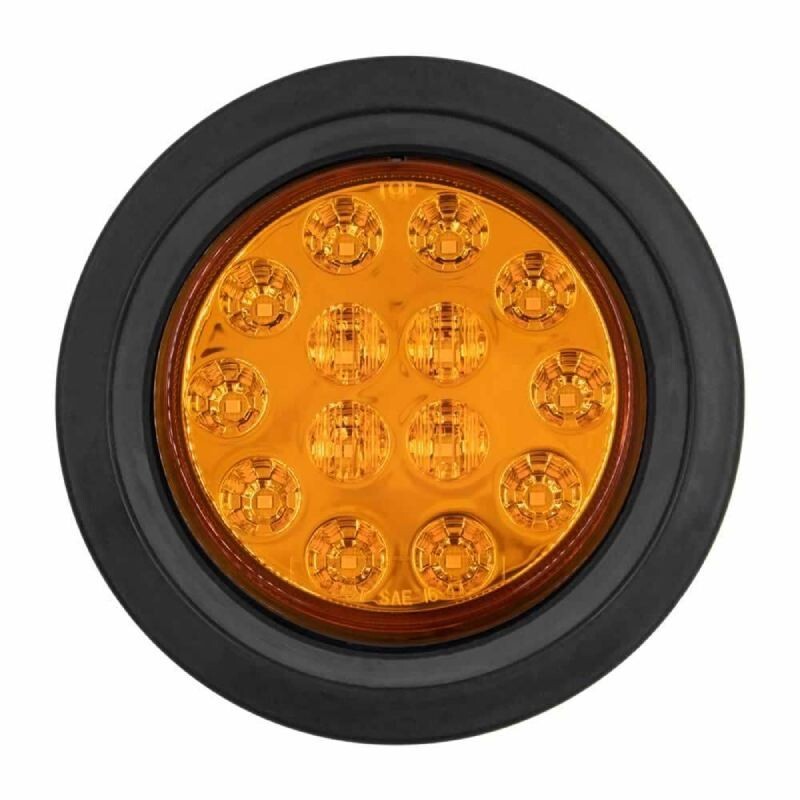 ROUND AMBER LIGHTS WITH GROMMET - 4 INCH 14 LED