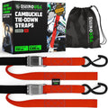 Rhino USA Cambuckle Motorcycle Tiedown Straps 2-Pack (Red) 1.5In X 8Ft