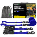 Rhino USA Heavy Duty Ratchet Tie-Downs 2-Pack (Blue) 1.6In X 8Ft