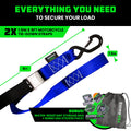 Rhino USA Cambuckle Motorcycle Tiedown Straps 2-Pack (Blue) 1.5In X 8Ft