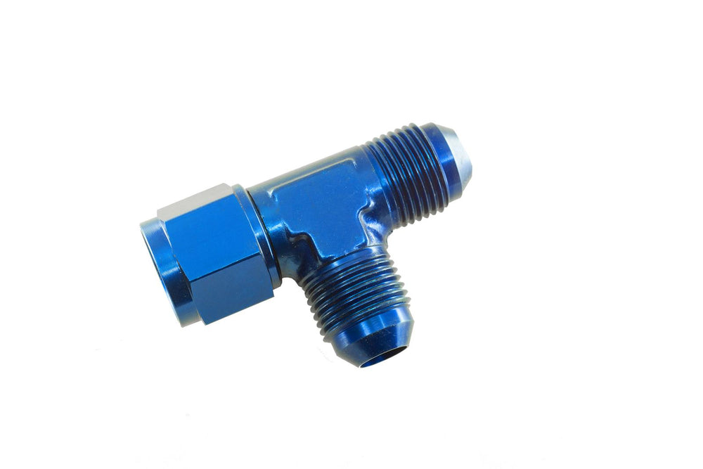 10AN TEE WITH FEMALE ADAPTER SWIVEL ON RUN BLUE
