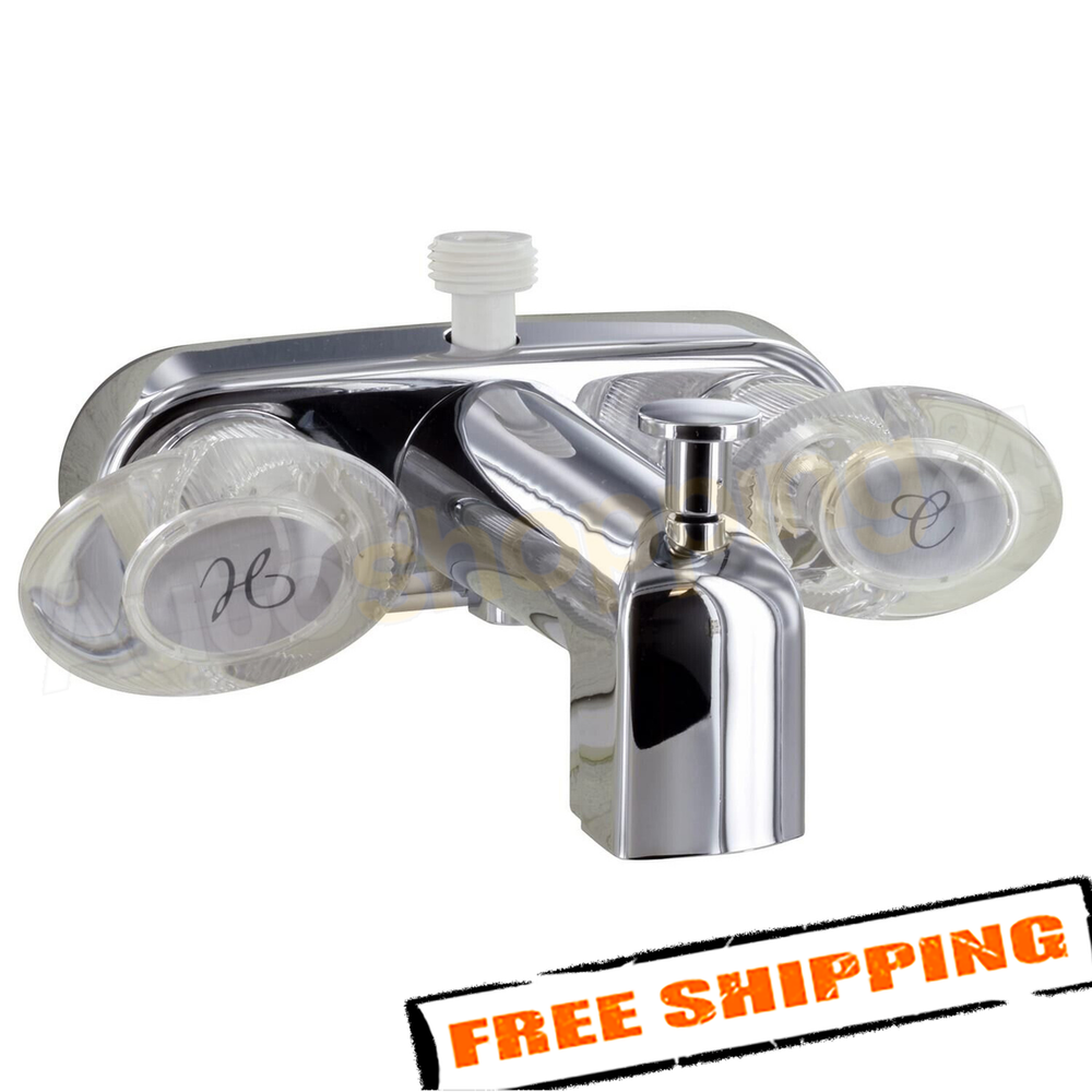 TUB DIV FAUCET W/ DSPUD 4IN 2 LEVER 1/4 TURN PLASTIC CHROME