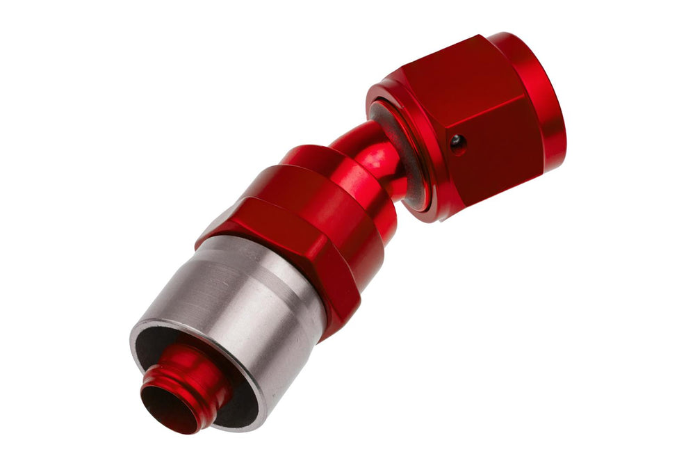 10 AN 30 DEGREE CRIMP STYLE HOSE END RED
