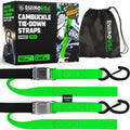 Rhino USA Cambuckle Motorcycle Tiedown Straps 2-Pack (Green) 1.5In X 8Ft