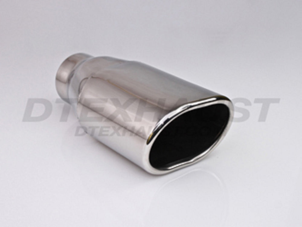 OVAL ROUND ANGLE SS EXHAUST TIP 2.50IN ID / 3.40INX4.40IN OD