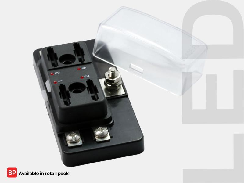FUSE BLOCK ATC WITH INDICATING LEDS - 4 POSITION - SCREW TER