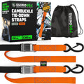 Rhino USA Cambuckle Motorcycle Tiedown Straps 2-Pack (Orange) 1.5In X 8Ft