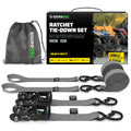 Rhino USA Heavy Duty Ratchet Tie-Downs 2-Pack (Gray) 1.6In X 8Ft