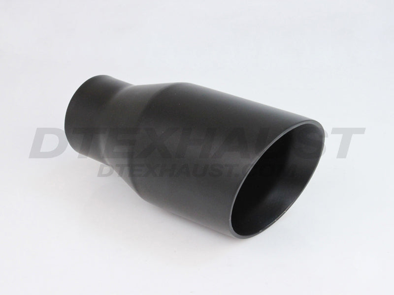 BLACK POWDER COATED 3.5IN ANGLE DOUBLE WALL BLK EXHAUST TIP 2.25IN ID / 3.5IN OD