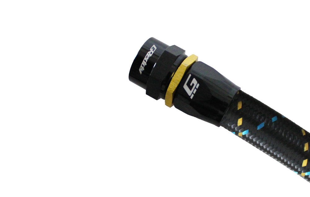 GReddy AN10 180 DEGREE HOSE END SWIVEL BLACK/GOLD ANODIZED