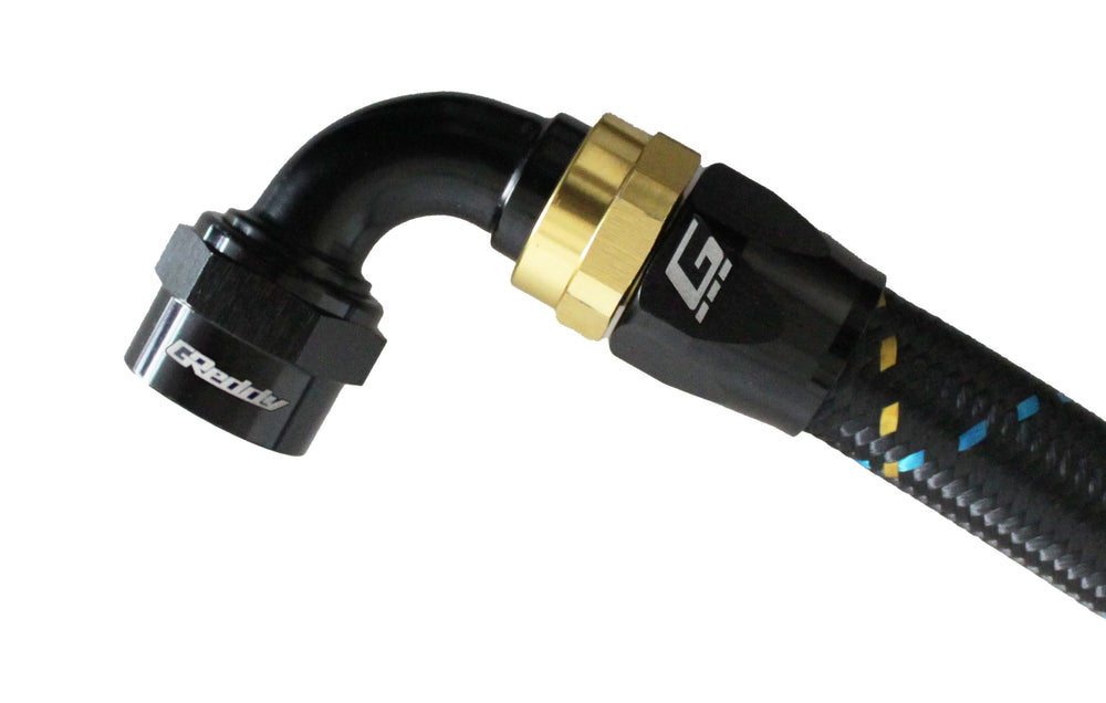 GReddy AN12 90 DEGREE HOSE END SWIVEL BLACK/GOLD ANODIZED