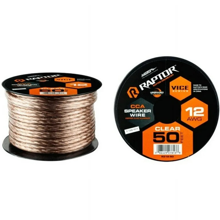 SPEAKER WIRE 12GA CLEAR 50FT - VICE SERIES